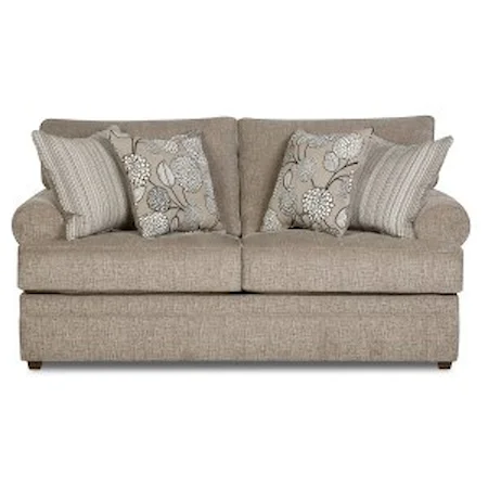 Transitional Loveseat with Rolled Arms